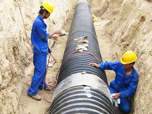 東莞市東引運河水波紋管鋪設施工